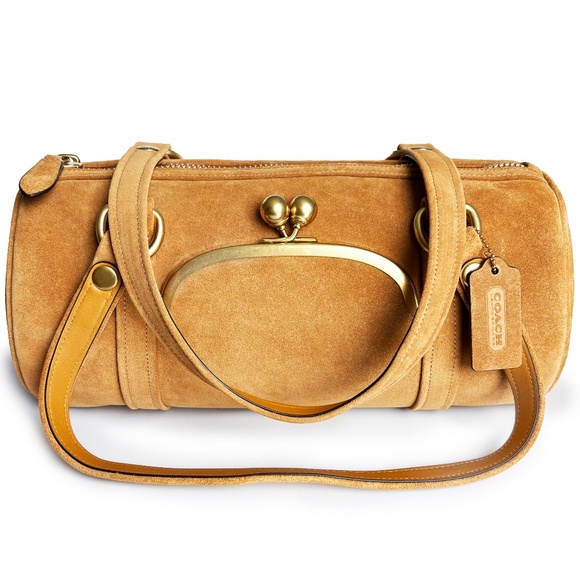 NWT Coach Originals Kisslock Barrel Bag Caramel Suede Leather Limited Edition - Picture 5 of 15